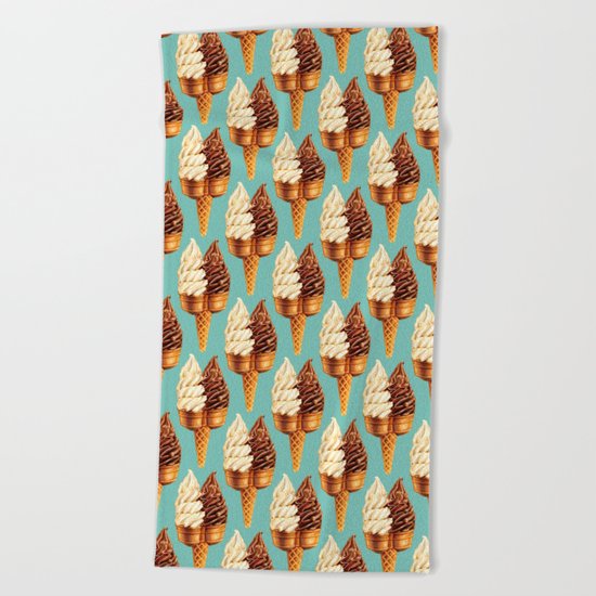 Ice Cream Pattern - Teal Beach Towel