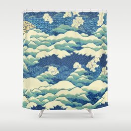 Japanese Ocean Shower Curtain