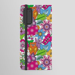 Colorful animals and flowers vintage seamless pattern Android Wallet Case