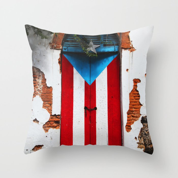 PUERTO RICO FLAG DOOR Throw Pillow