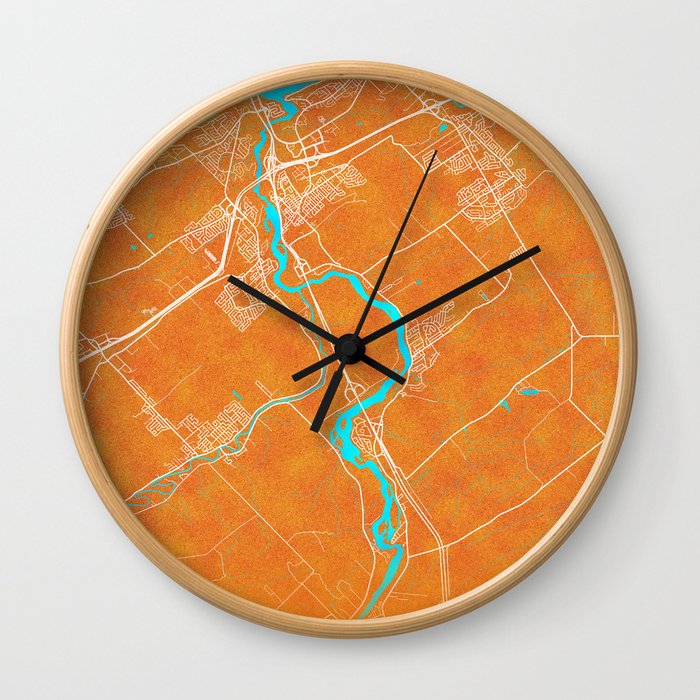 Levis, QC, Canada, Gold, Blue, City, Map Wall Clock