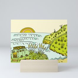 home is where you park it // wandering in new zealand // retro surf art by surfy birdy Mini Art Print
