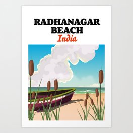 Radhanagar Beach India travel poster Art Print