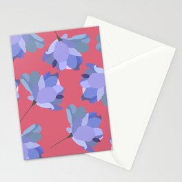 Luma - Blue Purple Minimalistic Flower Blossom on Red Stationery Card