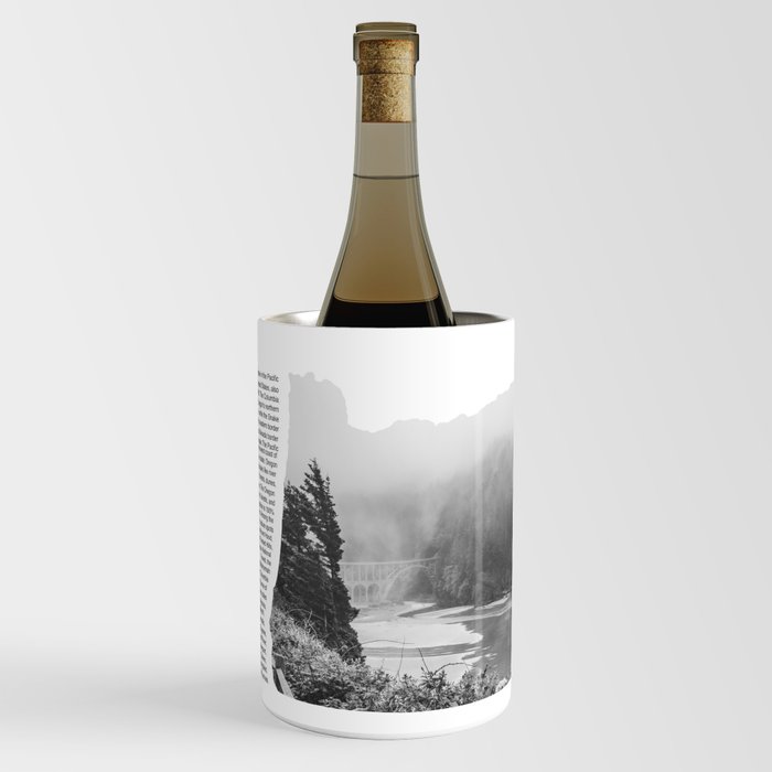 Oregon Minimalist Map | Black and White Coastal Views Wine Chiller