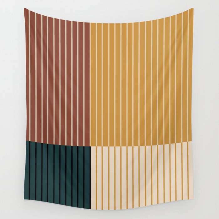 Color Block Line Abstract XV Wall Tapestry