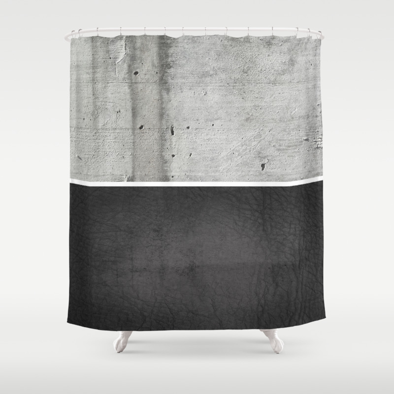 Raw Concrete And Black Leather Shower Curtain By Cafelab Society6