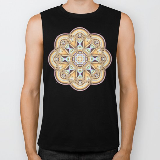 Elegant golden geometric kaleidoscope Biker Tank