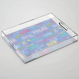 Enjoy The Colors - Colorful typography modern abstract pattern on Serenity Blue background  Acrylic Tray