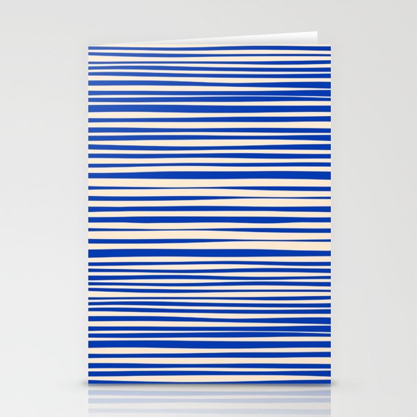 Natural Stripes Modern Minimalist Pattern in Bright Blue and Cream Stationery Cards