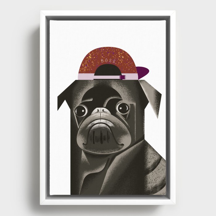 cute animal-black dog 2-red hat,puppies,gift Framed Canvas
