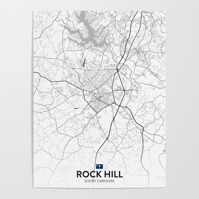 Rock Hill, South Carolina, United States Light City Map Poster by IMR