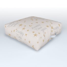 Happy new year Vintage style stars and typography 2022 celebration pattern gold blush gray  Outdoor Floor Cushion