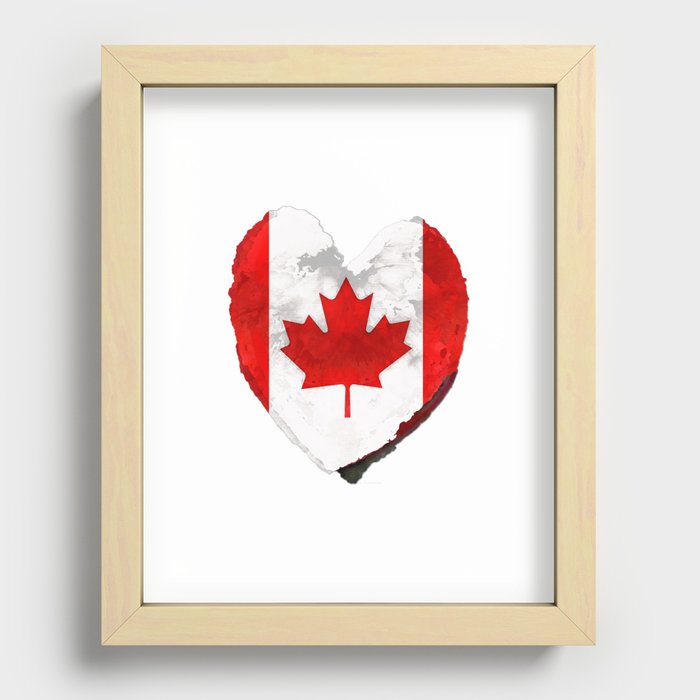 I Love Canada - Canadian Flag Heart Art Recessed Framed Print