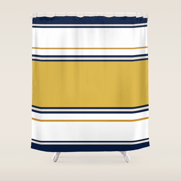 Wide and Thin Stripes Color Block Pattern in Mustard Yellow, Navy Blue