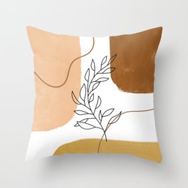 Mid Century Modern Abstract Leaves Throw Pillow