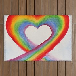 Rainbow heart Outdoor Rug