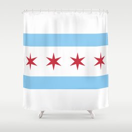 Chicago Flag, Official Flag of the City of Chicago Shower Curtain