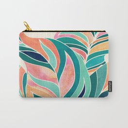 Rise Up Tropical Leaf Illustration Carry-All Pouch | Contemporary, Nature, Curated, Painting, Leaves, Leaf, Whimsical, Painted, Design, Teal 