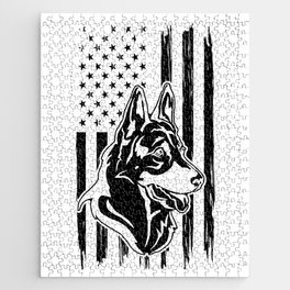 German Shepherd Dog American Flag Jigsaw Puzzle