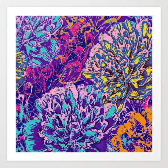 Very colorful abstract flowers Art Print