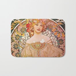 Reverie by Alphonse Mucha Bath Mat | Pink, Ad, Flowers, Arthistory, Poster, Vintage, Deco, Fineart, Artdeco, Romantic 