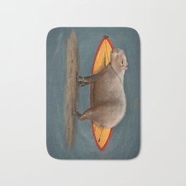 Capybara Surfer Bath Mat | Classic, Surfboard, Surfart, Longboard, Capybara, Painting, Digital, Surf, Beach, Animal 