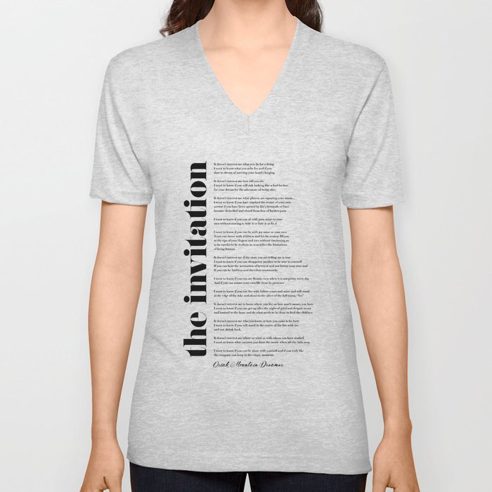 The Invitation by Oriah Mountain Dreamer V Neck T Shirt