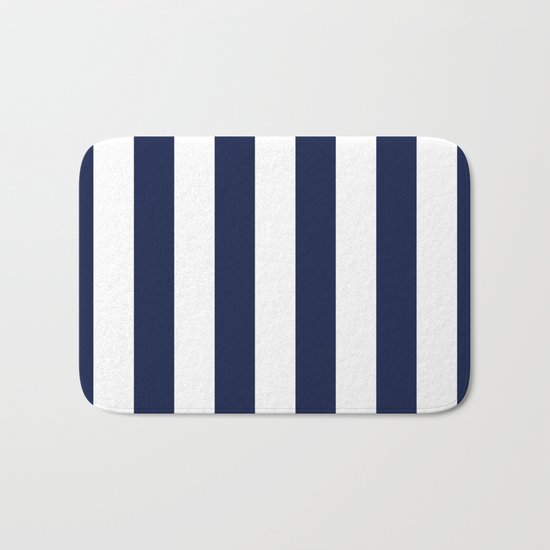 Indigo Navy Blue Stripes Vertical Bath Mat