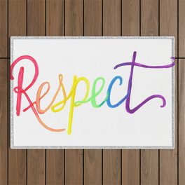 Respect in Watercolor Rainbow Gradient Outdoor Rug