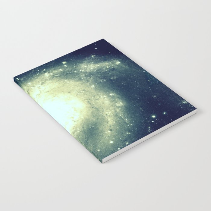 Ivory Teal Pinwheel Spiral Galaxy Space Notebook