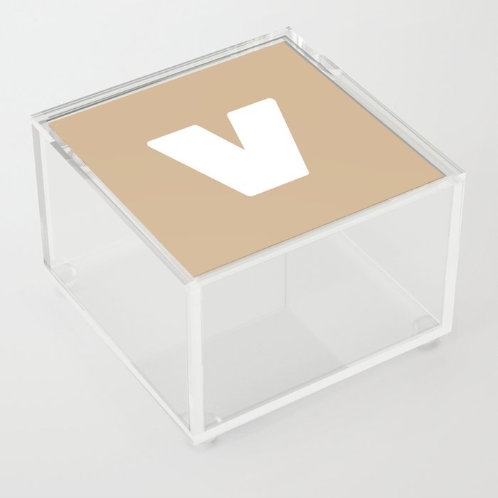v (White & Tan Letter) Acrylic Box