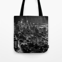 Seattle from the Space Needle in Black and White Tote Bag