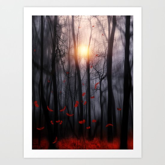 Red feather dance - by Viviana Gonzalez Art Print