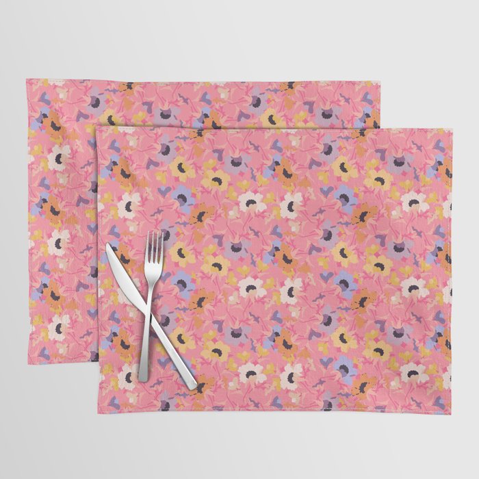 pink and pastel 90s evening primrose flower meaning youth and renewal  Placemat