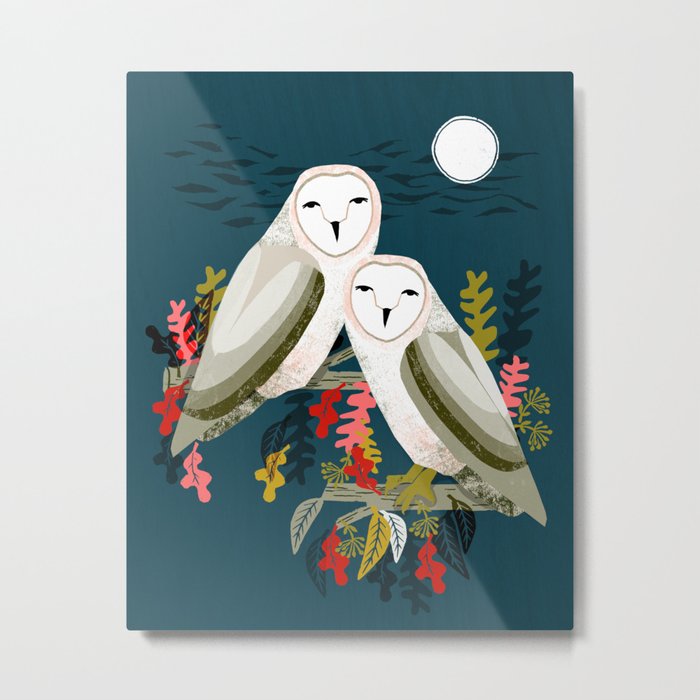 Two Owls by Andrea Lauren Metal Print