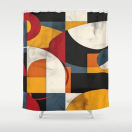 Geometric Genius Exploring Mid-Century Modern Lines Shower Curtain