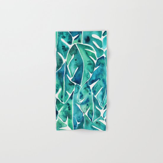 Split Leaf Philodendron – Teal Hand & Bath Towel