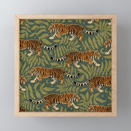 Tigers - forest and fern Framed Mini Art Print