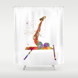 watercolor gymnastics exercise Shower Curtain