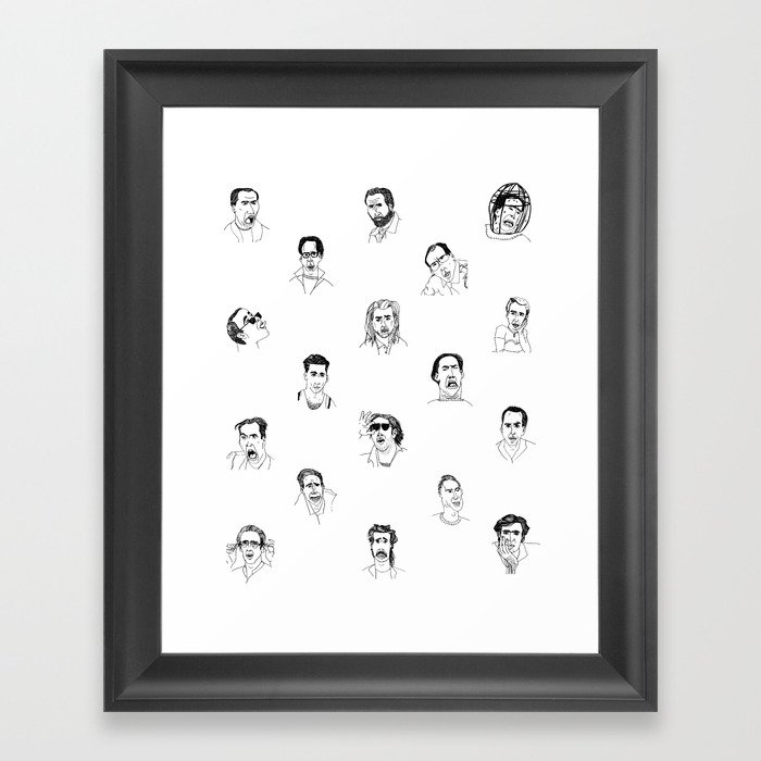 100 Portraits of Nicolas Cage Framed Art Print