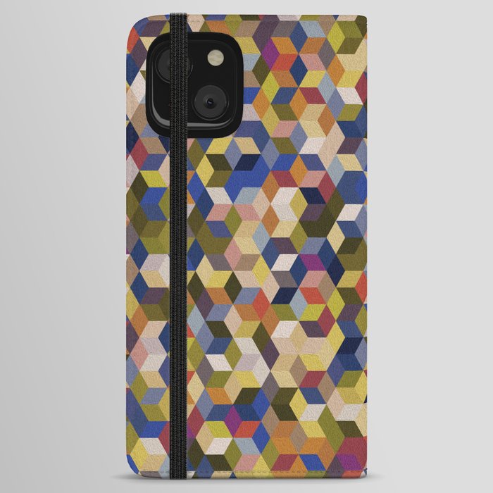 Beidge, Blue, Red Colorful Hexagon Design  iPhone Wallet Case