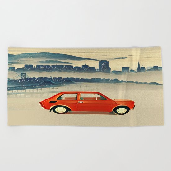 Red Polski Fiat Beach Towel