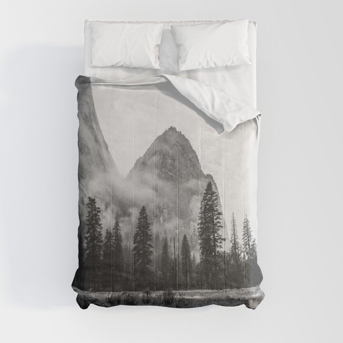 Rustic Landscape Black and White Comforter