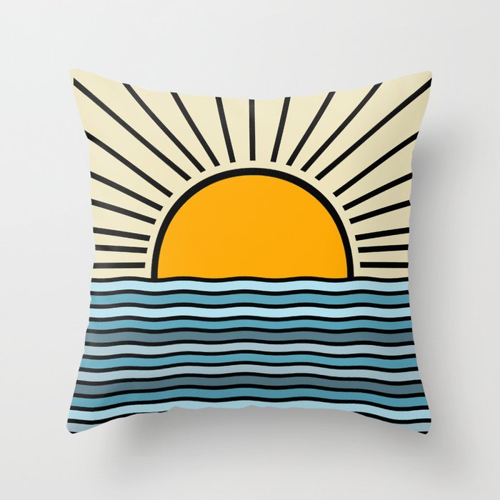 Sunrise Mid century modern- In color Throw Pillow
