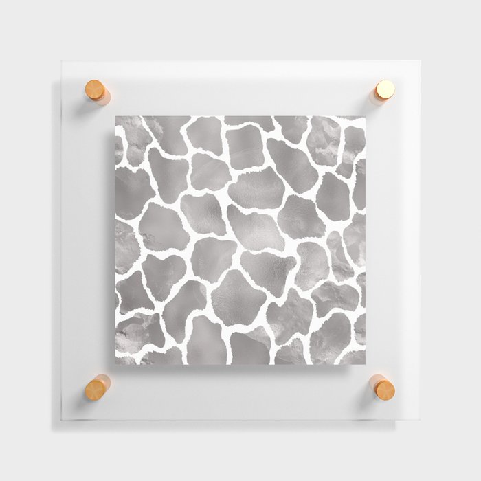 Hipster Glam Silver White Giraffe Animal Print Floating Acrylic Print