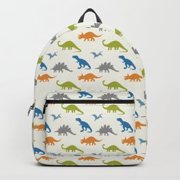 Primary Dinosaurs Backpack | Blue Dinosaur, Dinosaur Pattern, Triceratops, Allosaurus, Graphicdesign, Green, Dino, Brontosaurus, Dinsoaur Art, Gray 