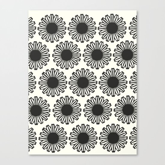 vintage flowers black Canvas Print
