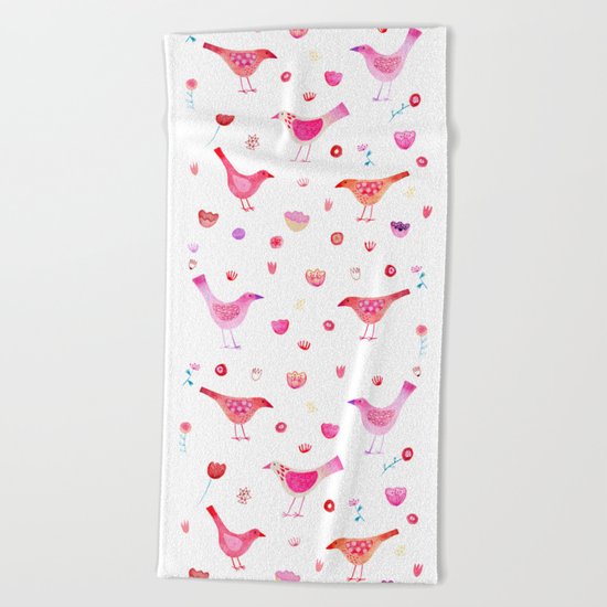 Birds and Blossoms Beach Towel