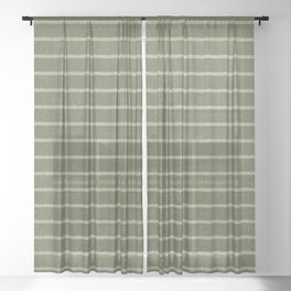 Classic Stripe (Moss Green) Sheer Curtain